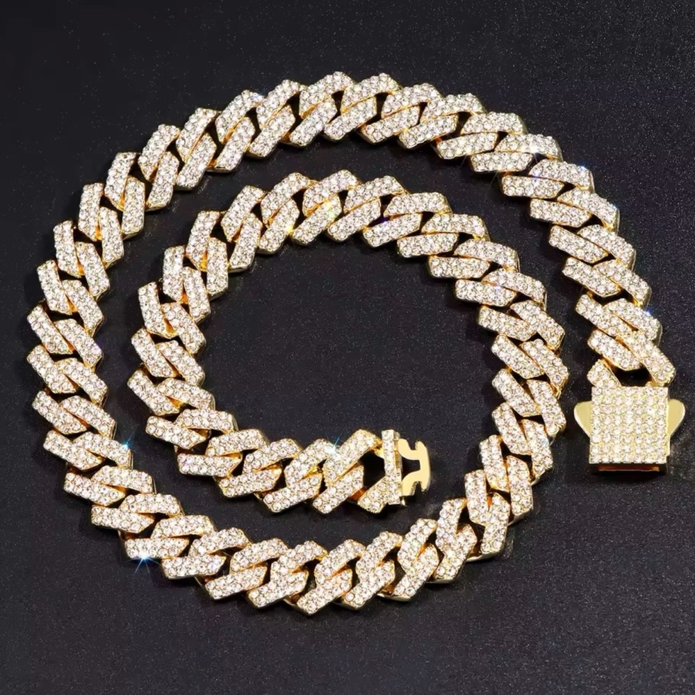 Cuban Link Chain For Mens Women Iced Out Necklace 18” - Picture 7 of 8